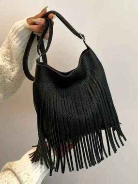 On The Fringe Crossbody Bag- Tassels - BOHO - Vintage Style - BLK - NWT